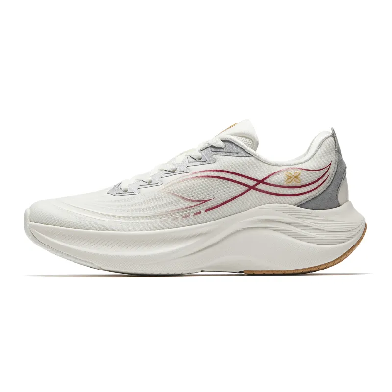 Anta Leaf 6.0 Textile, Synthetic Leather Low top EVA, Rubber Running Shoes Women's Ivory White/Silver