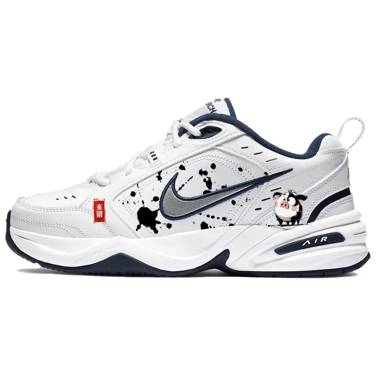 Nike Air Monarch 4 Cushioning Slip Resistant Abrasion Resistant Low top Chunky Sneakers Unisex White Blue