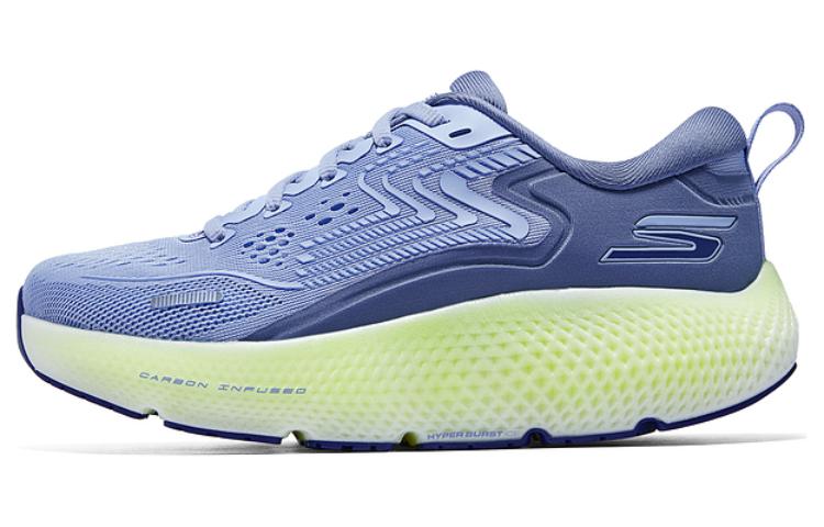 Skechers Synthetic Leather Cushioning Abrasion Resistant Breathable Low top Carbon Plate Running Shoes Women’s Blue