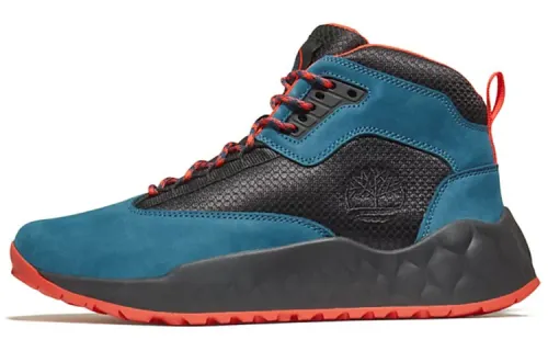 Timberland Solar Wave Leather Abrasion Resistant Short Outdoor Boots Black Cyan