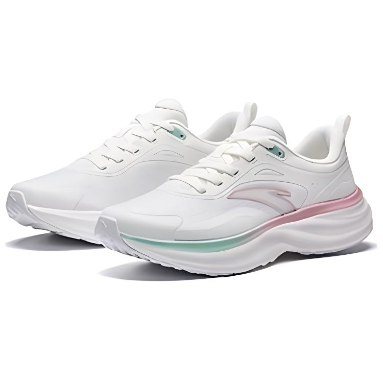Anta Light Cloud Slip Resistant Abrasion Resistant Low top Casual Running Shoes Women’s White Pink Green