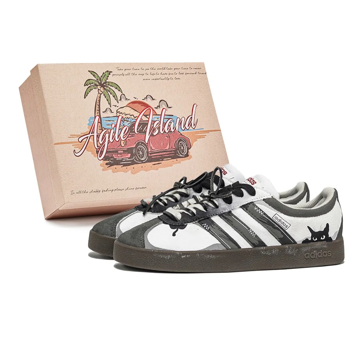 Adidas VL COURT 2.0 Abrasion Resistant Abrasion Resistant Low top Skateboard Shoes Unisex Brown White