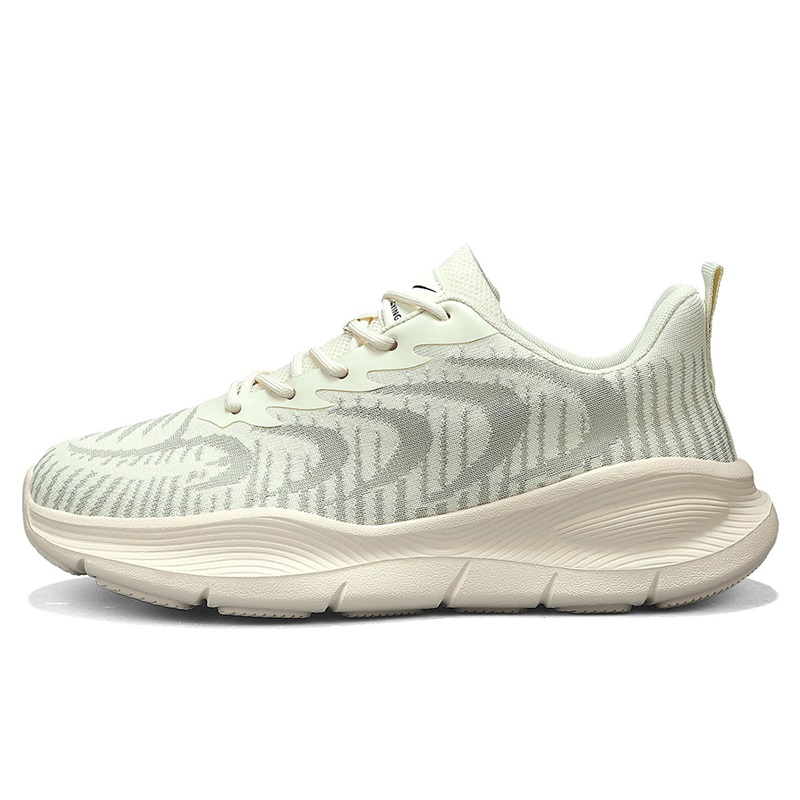 Binary Cushioning Rebound Lightweight Breathable Slip Resistant Low top Casual Running Shoes Men’s Beige