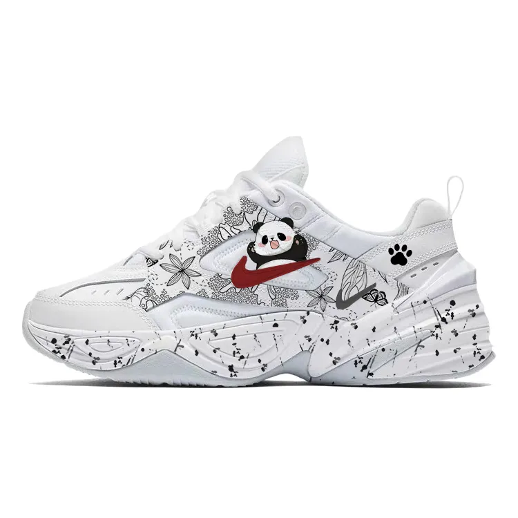 Nike M2K Tekno Cute Bear Cat Slip Resistant, Abrasion Resistant, Breathable Low top Chunky Sneakers Women's White Black