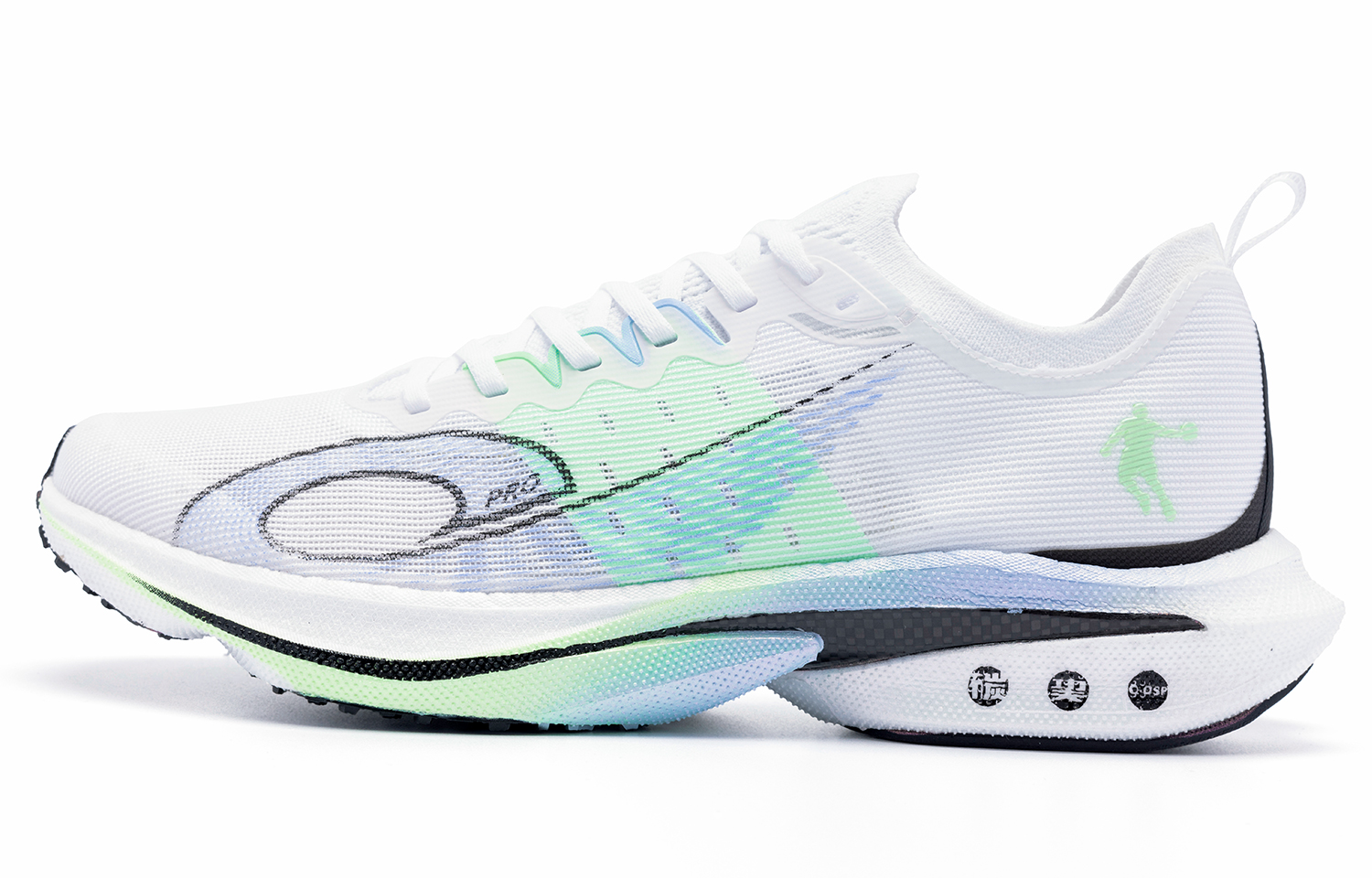 QIAODAN Cushioning Slip Resistant Abrasion Resistant Low top Running Shoes Women’s White Green