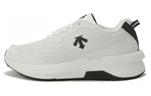 DESCENTE Futec wedge heel, shock absorption and breathability, low-cut, casual training, long-distance running, urban commuting running shoes, same style for men and women, white and black