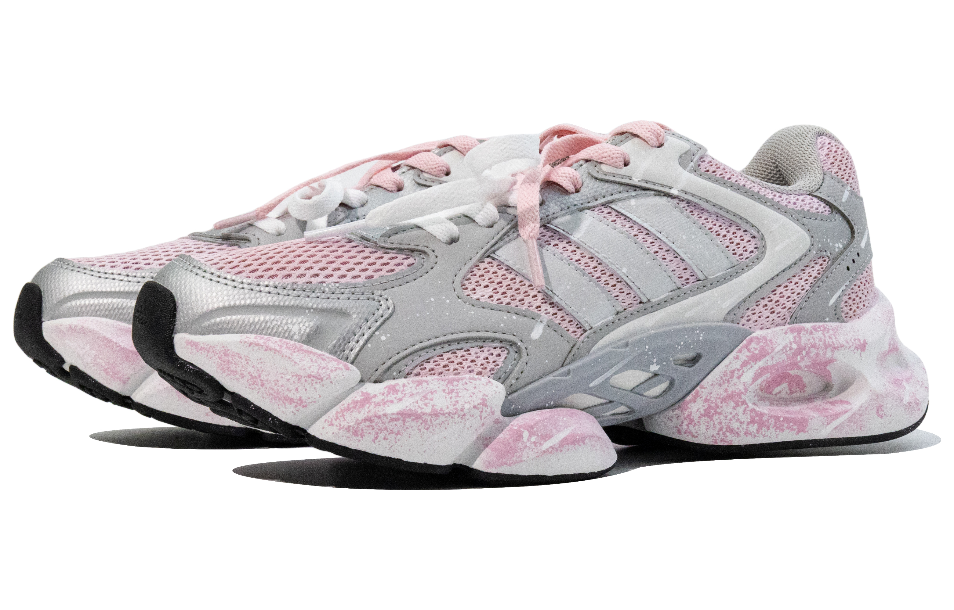 Adidas MEGASTRIDE Abrasion Resistant Low top Running Shoes Unisex Gray Pink