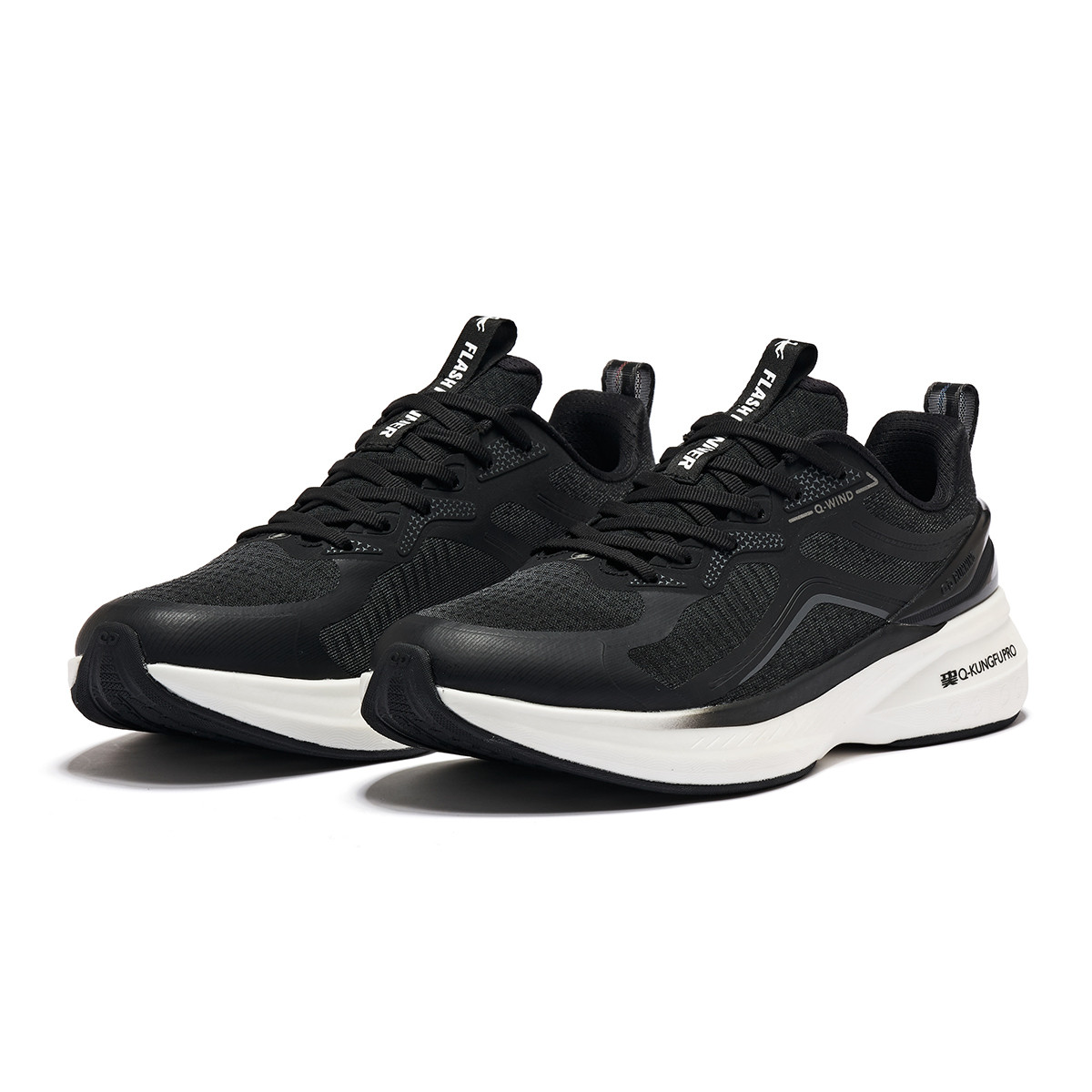QIAODAN Winding 12 Slip Resistant Abrasion Resistant Low top Casual Running Shoes Men’s Black White