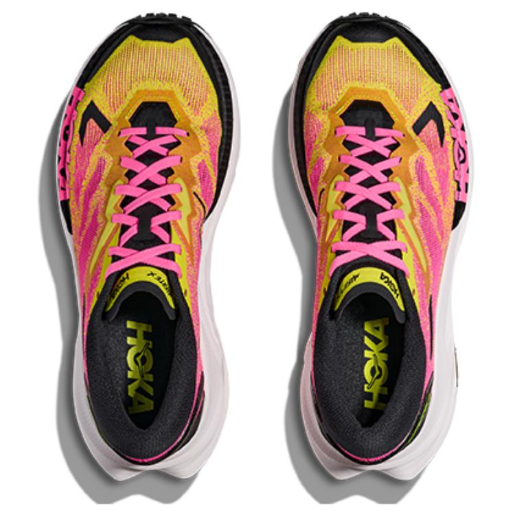 HOKA ONE ONE Mafate X Breathable And Lightweight Casual Trail Running Shoes Men’s Pink Yellow