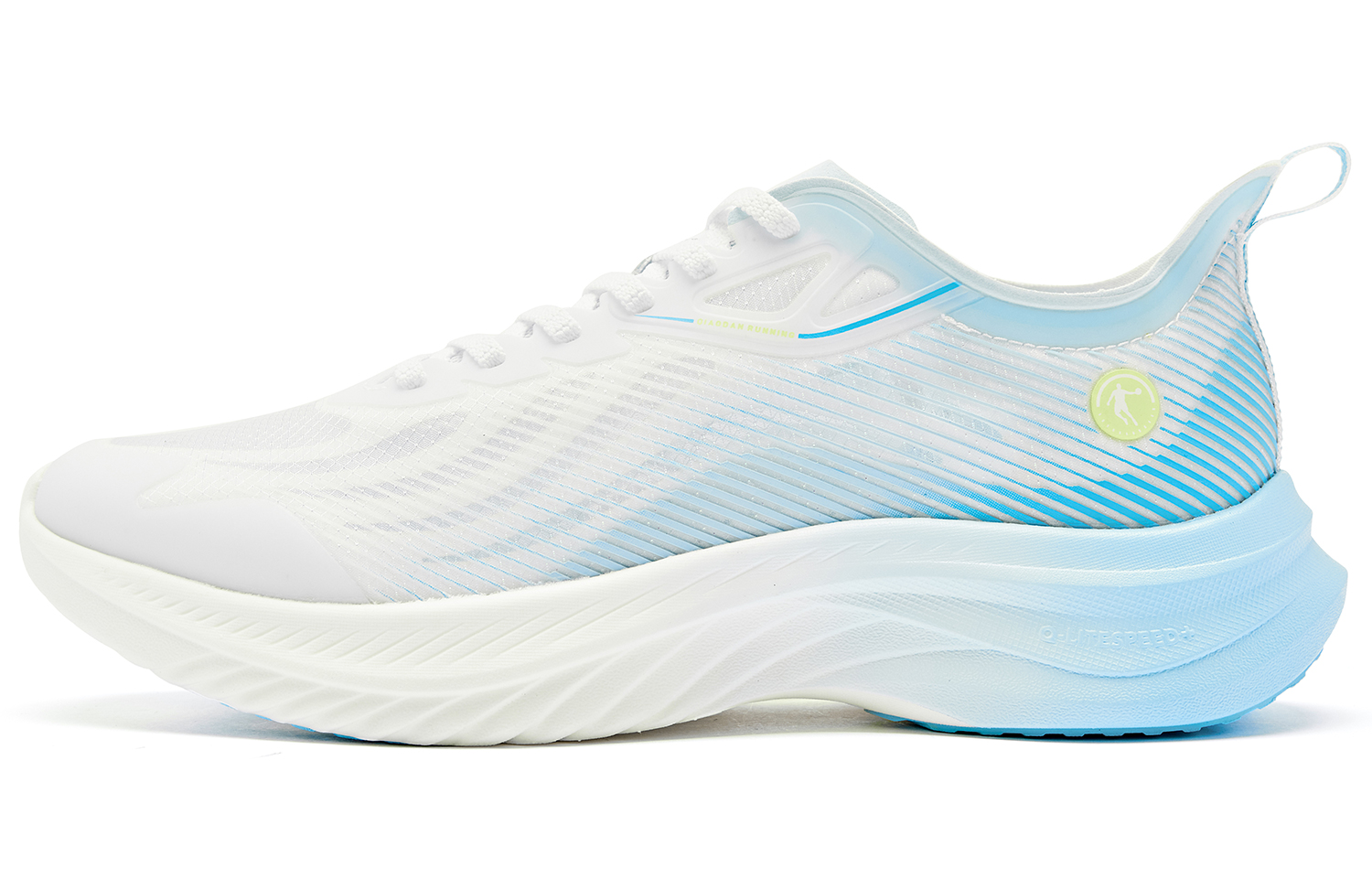 QIAODAN Light Speed 4.0 PLUS Cushioning Slip Resistant Lightweight Low top Running Shoes Men’s White Blue