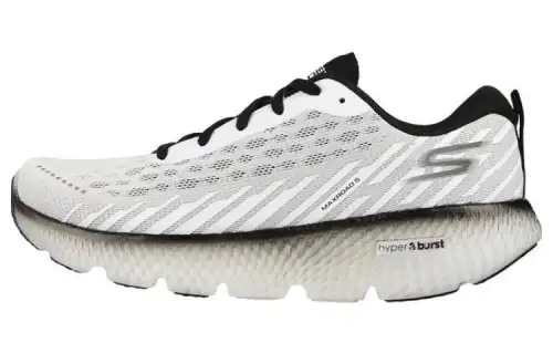 Skechers GO Run Max Road 5 Mesh Cushioning Abrasion Resistant Breathable Low top Running Shoes Men's White Black