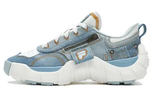 FILA FUSION BONE DX Vertebra Shoes Cushioning, Wear Resistant Low top Chunky Sneakers Women's White Blue
