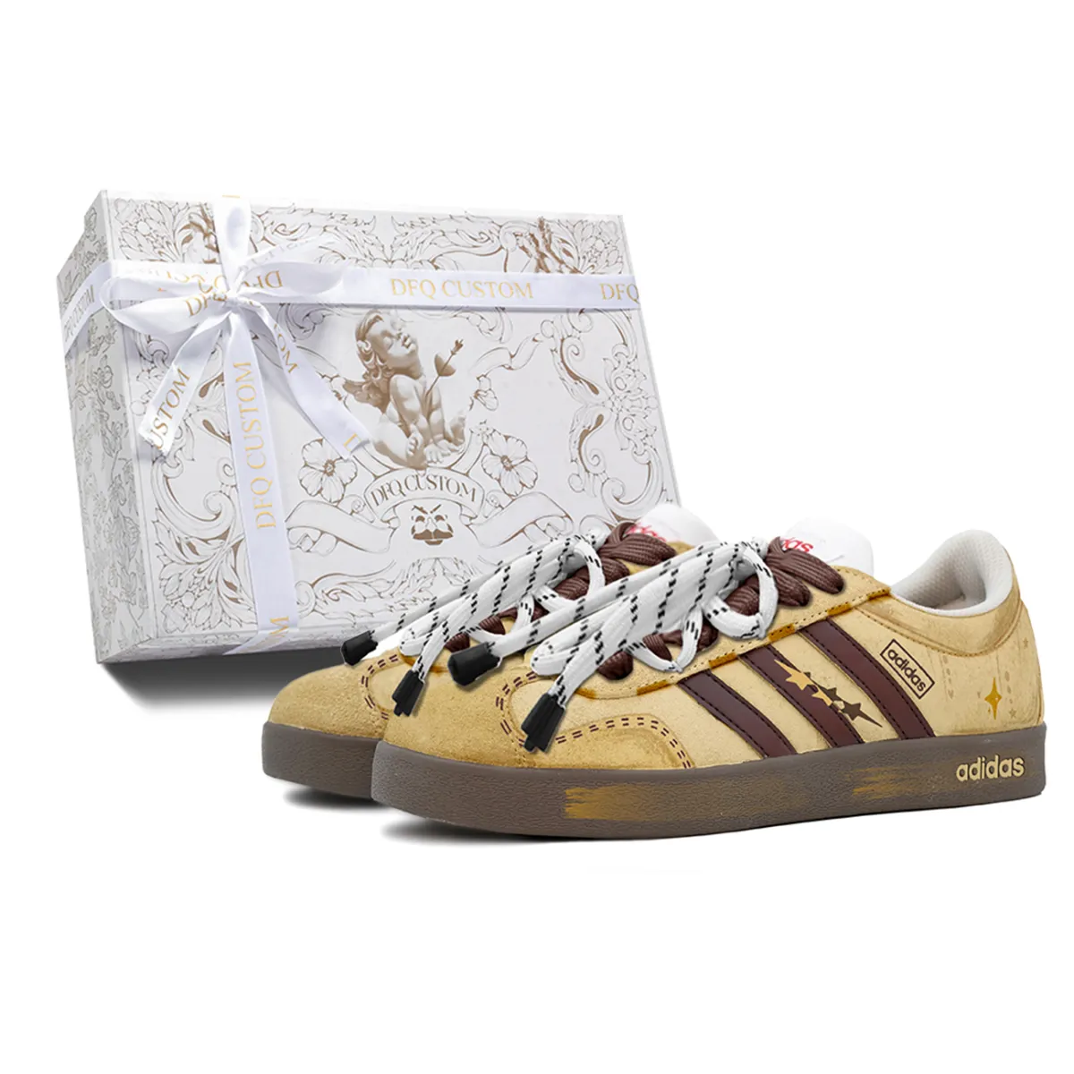 Adidas VL COURT 2.0 Butter Packets Abrasion Resistant Abrasion Resistant Low top Skateboard Shoes Unisex Yellow