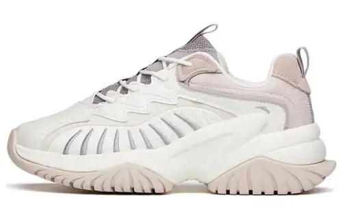 Anta Cushioning Slip Resistant Abrasion Resistant Low top Chunky Sneakers Women's Gray Pink