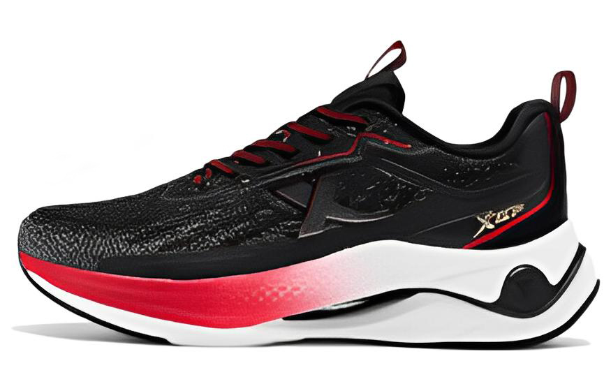 XTEP Casual Fabric Slip Resistant, Abrasion Resistant, Breathable Low top Running Shoes Men’s Black Red