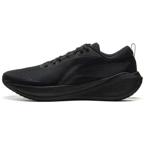 Li Ning Fabric Cushioning Abrasion Resistant Breathable Low top Running Shoes Men's Black