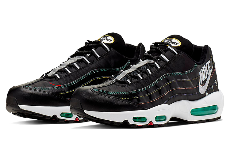 Мужские кроссовки Nike Air Max 95 (черно-зелено-белые) — Чёрный / зелёный / белый — фото 3