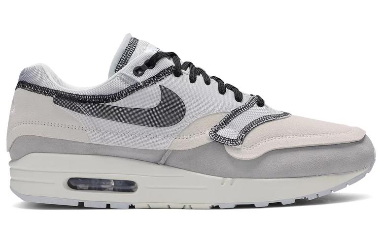 Мужские кроссовки Nike Air Max 1 (серо-черные) — Серый — фото 2