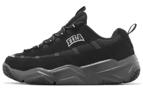 FILA Abrasion Resistant Breathable Low top Chunky Sneakers Unisex Black Silver
