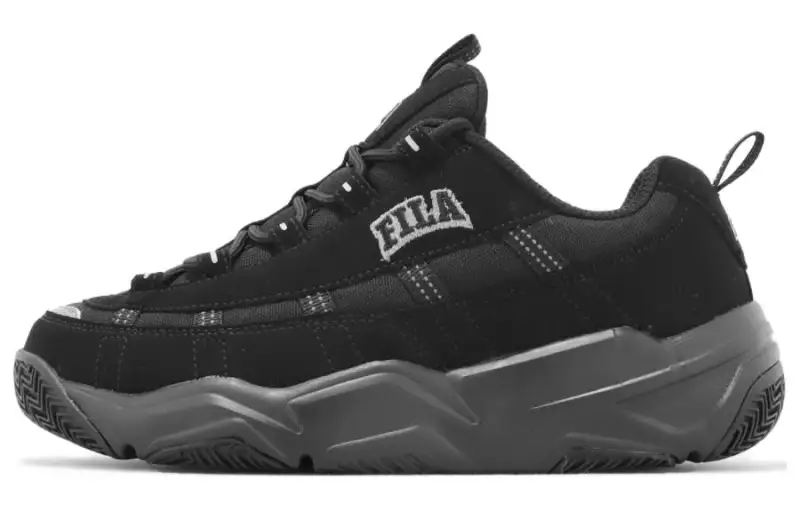 FILA Abrasion Resistant Breathable Low top Chunky Sneakers Unisex Black Silver