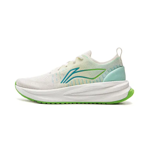 LiNing Comfortable Cushioning Anti-Slip Wear-Resistant Breathability Low-Top Casual Running Shoes Men's White Green