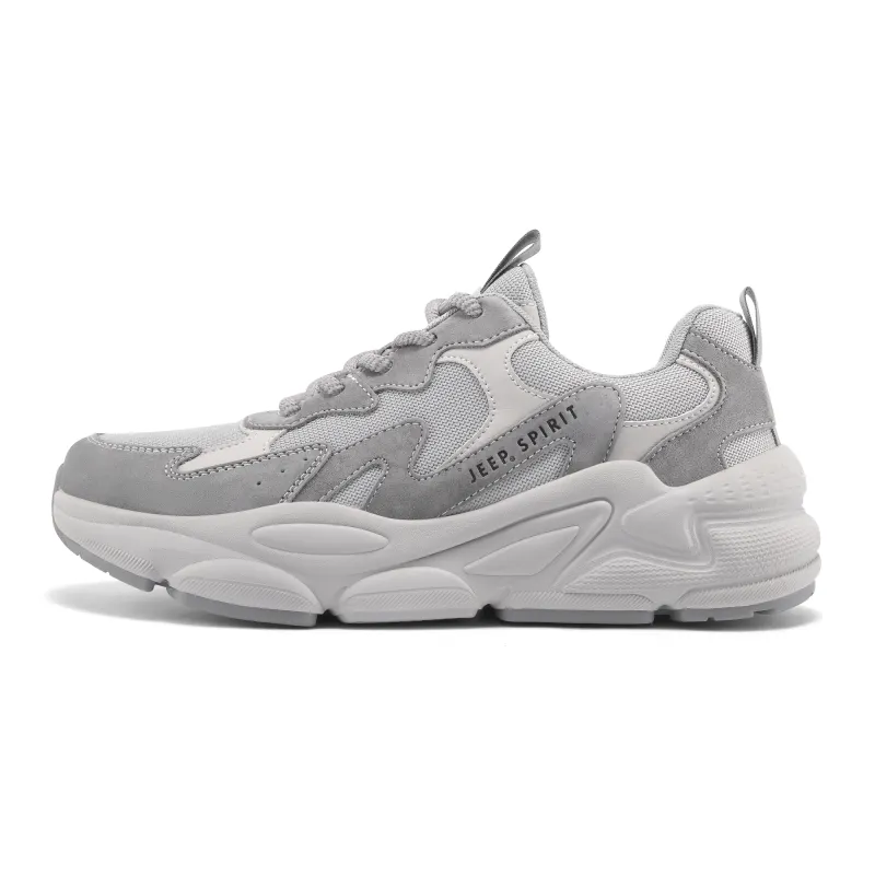 JEEP SPIRIT Abrasion Resistant, Breathable, Lightweight Low top Chunky Sneakers Men's Moon Dust Gray