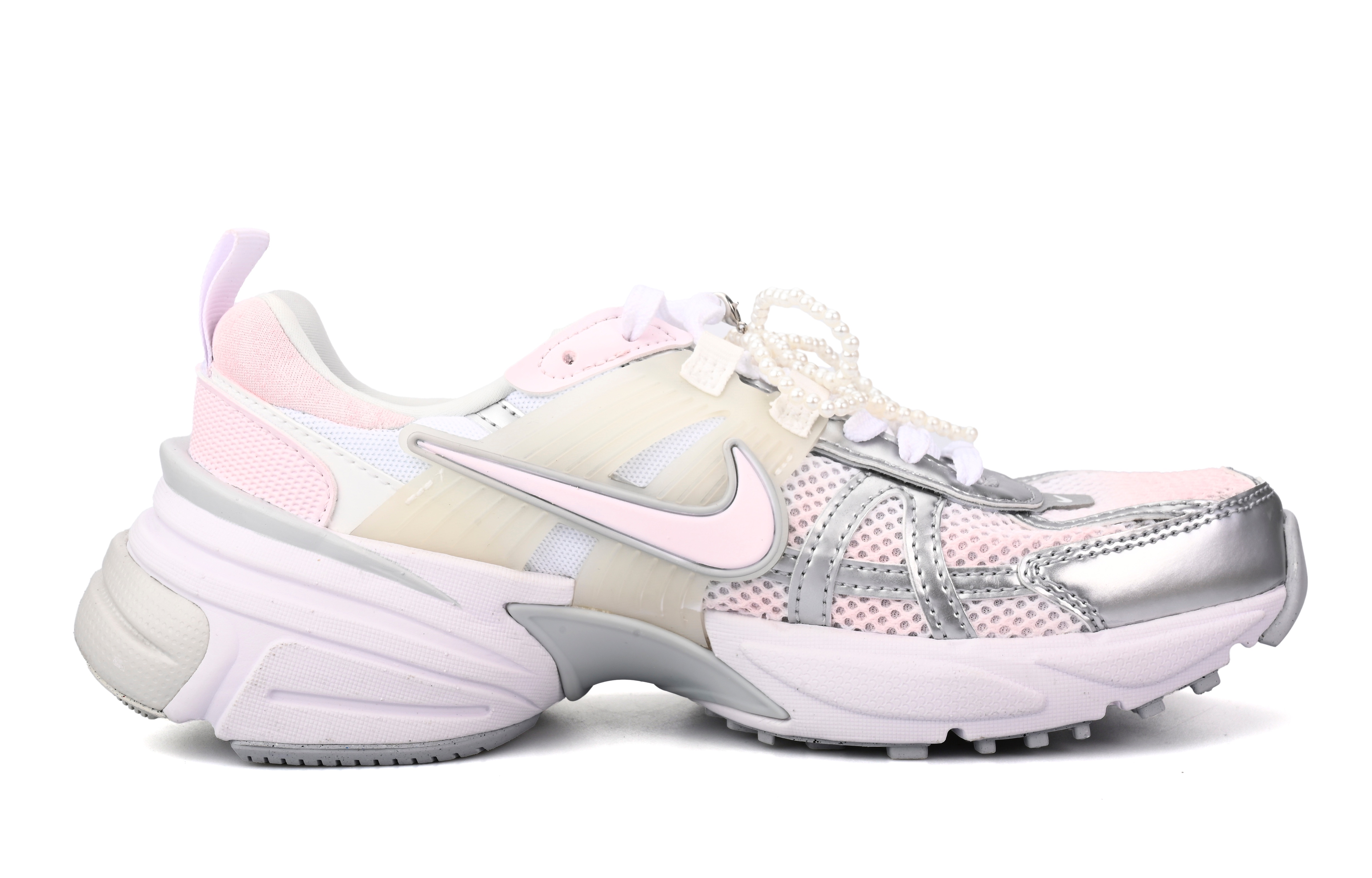 Nike V2K Run Abrasion Resistant Breathable Low top Running Shoes Women’s Pink Silver