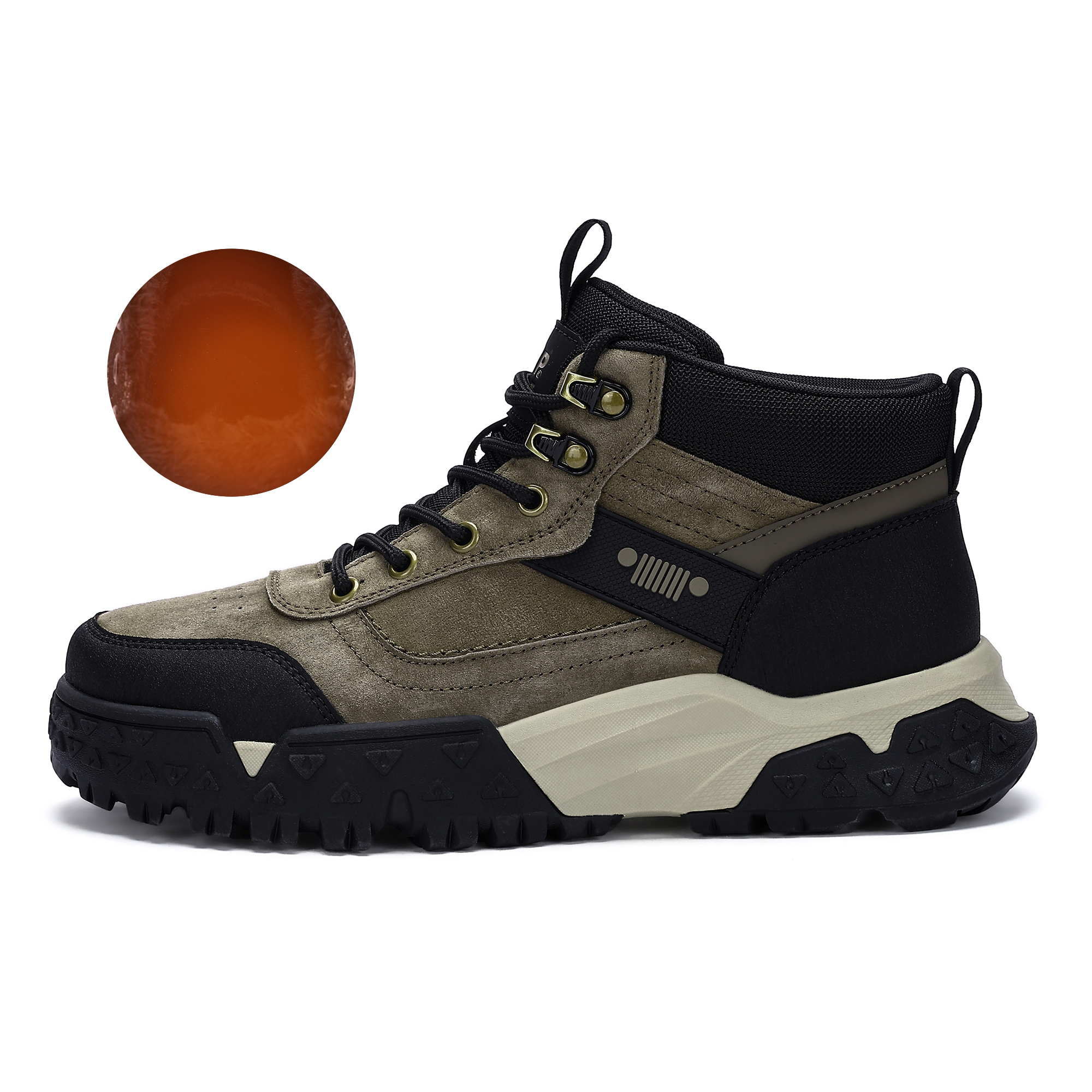 JEEP SPIRIT Fashion Trend Abrasion Resistant Waterproof Height Increasing High top Outdoor Shoes Men’s Cuba Brown