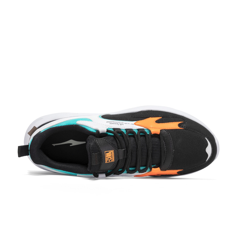 Erke Lightweight Abrasion Resistant Low top Casual Running Shoes Men’s Black White Blue