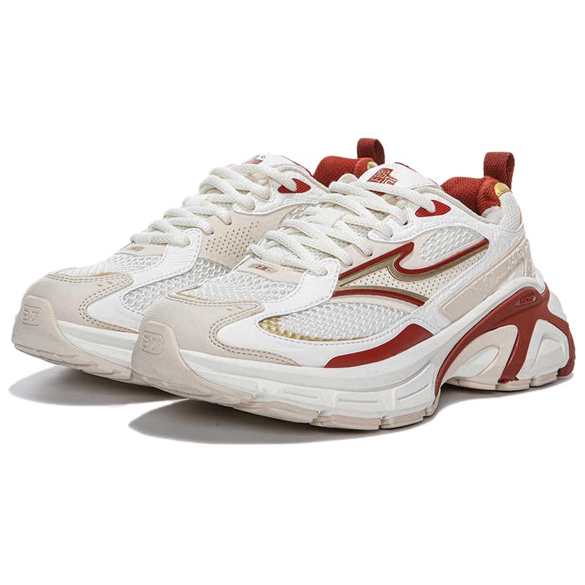 Erke Slip Resistant Abrasion Resistant Low top Casual Running Shoes Women’s White Beige Red