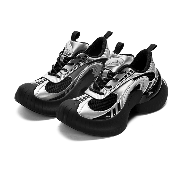 Ouder Slip Resistant, Abrasion Resistant, Breathable Low top Casual Running Shoes Unisex Black Silver