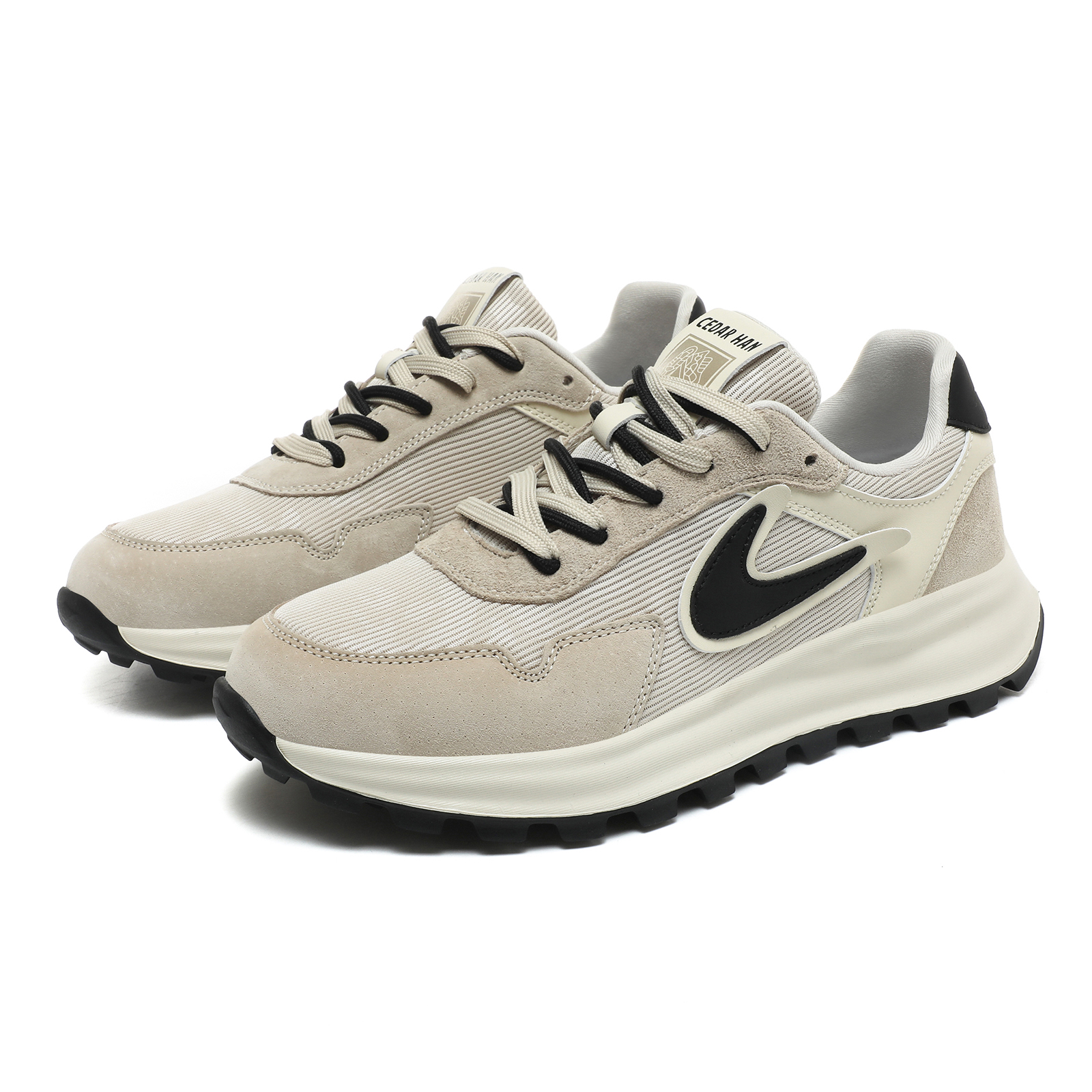 CEDAR HAN Mesh Cushioning Slip Resistant Abrasion Resistant Coverage Height Increasing Rebound Low top Running Shoes