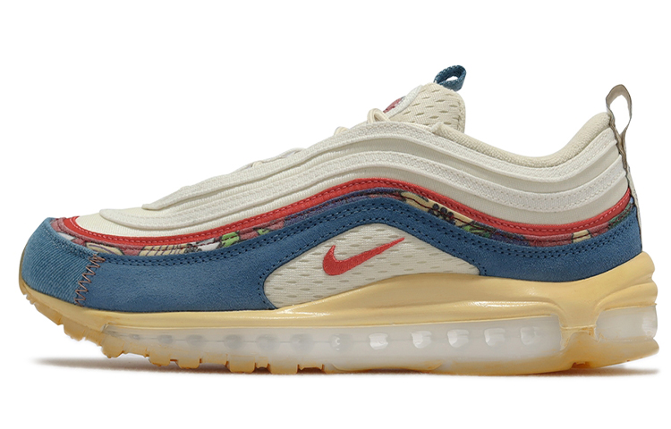 Nike Air Max 97 retro comfortable non-slip wear-resistant breathable low-top casual running shoes men's white blue