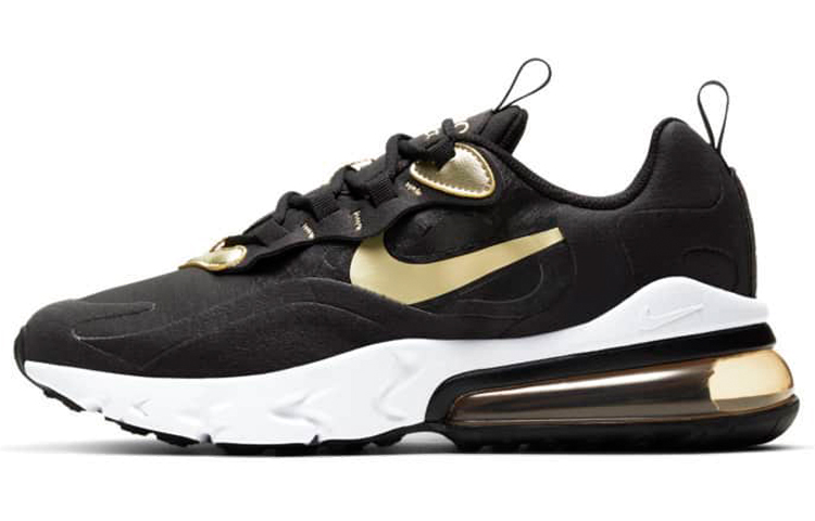 Кроссовки Nike Air Max 270 (черно-бело-золотые)