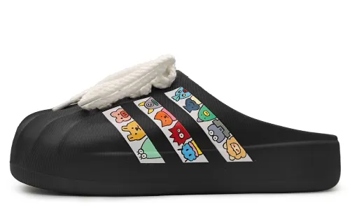Adidas Originals AdiFOM Superstar Slip Resistant Slip Resistant EVA Closed Toe Slippers Unisex Black White