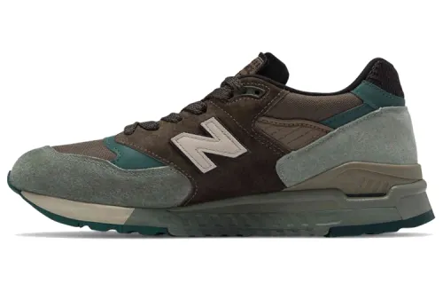 New Balance NB 998 comfortable low-top running shoes, men's green coffee color, made in the United States