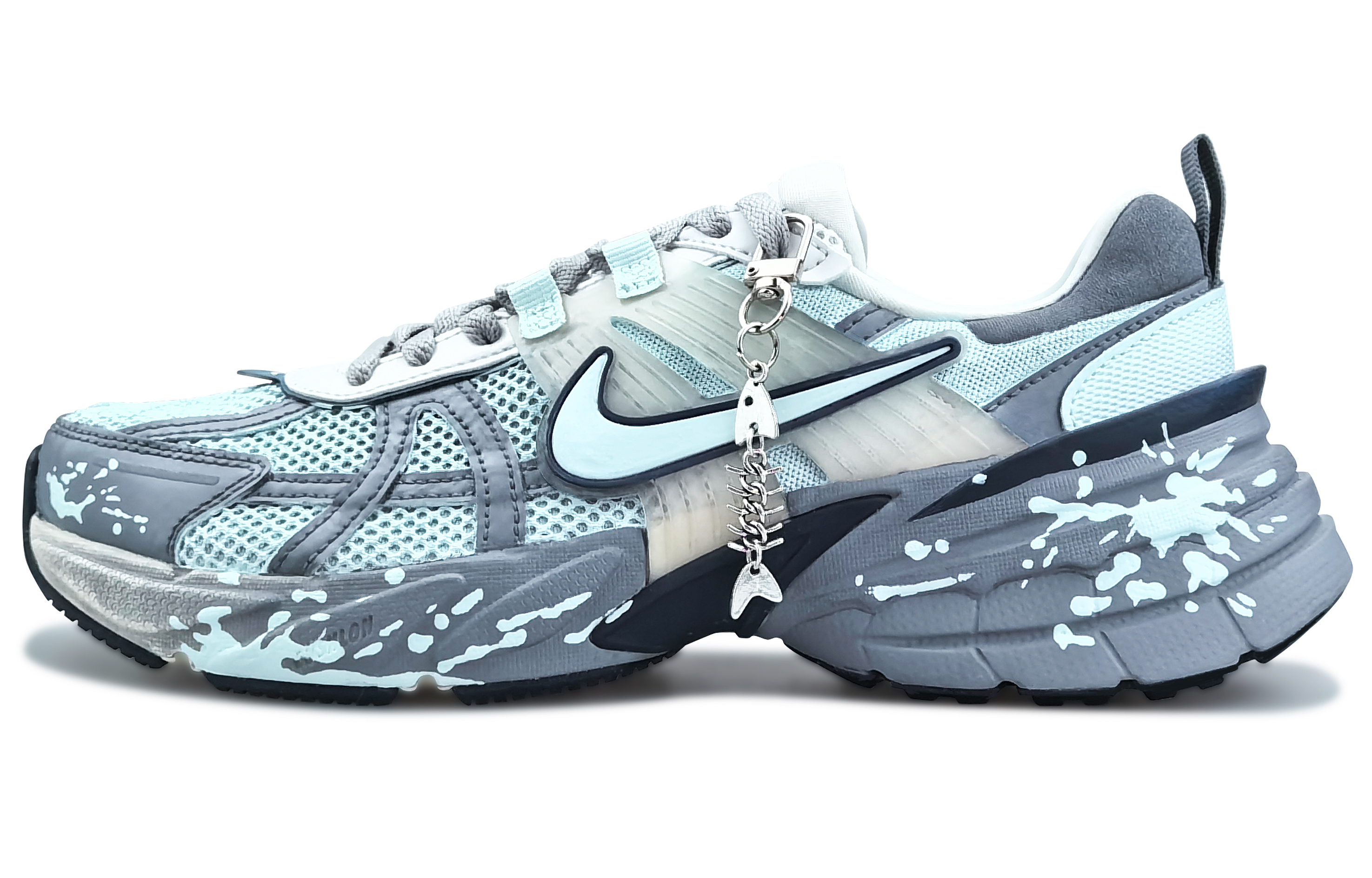 Nike V2K Run Running Shoes Unisex Low Top Gray/Blue/White