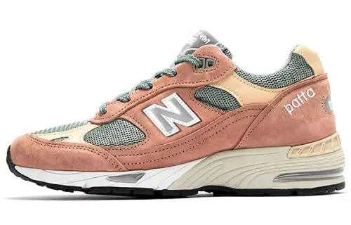 Patta x New Balance NB 991 color matching pigskin wear-resistant wrapping support low-top running shoes men's rust pink British production