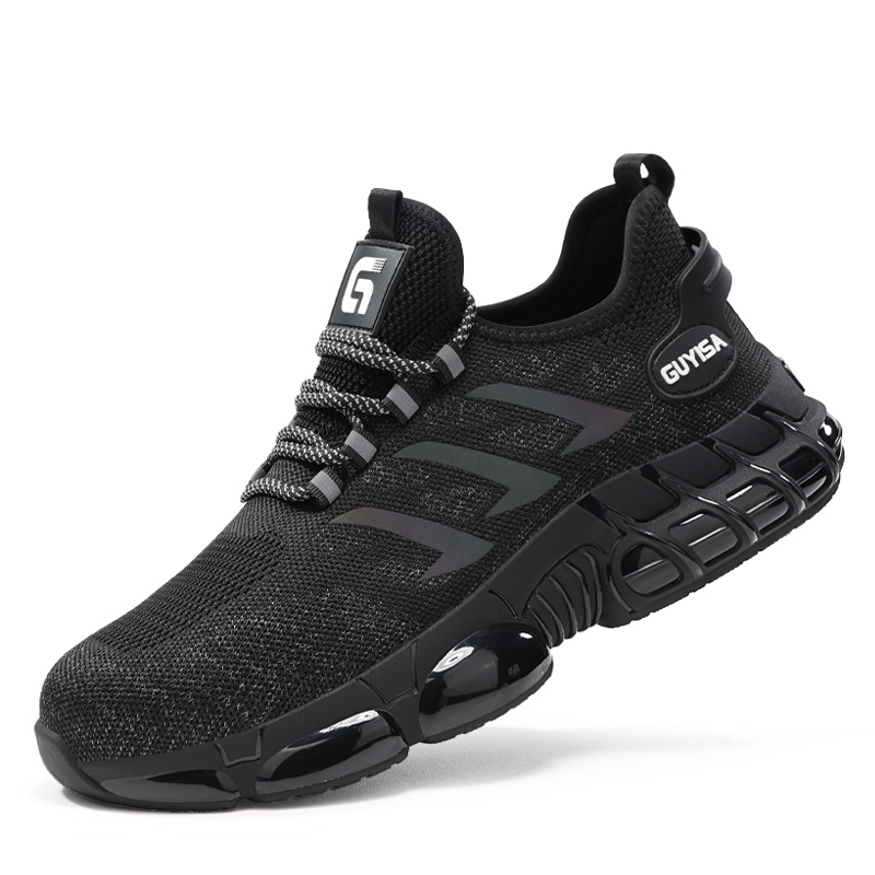GUYISA Impact Resistant Cushioning Slip Resistant Low top Outdoor Shoes Men’s Black