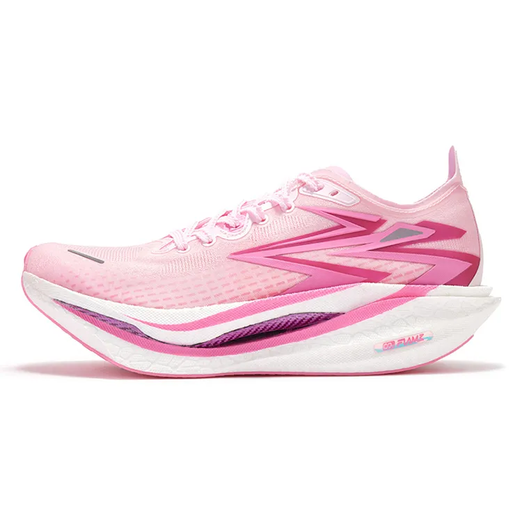 361° Flame 4 Cushioning Slip Resistant Low top Carbon Plate Marathon Training Running Shoes Unisex Pure White Pink