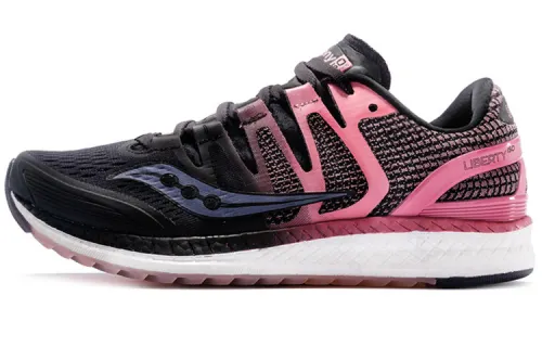 Saucony Liberty Iso 1 Mesh Slip Resistant Support Lightweight Low top Running Shoes Women's Black Pink