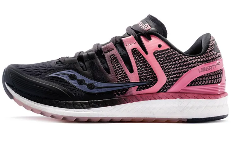 Saucony Liberty Iso 1 Mesh Slip Resistant Support Lightweight Low top Running Shoes Women's Black Pink