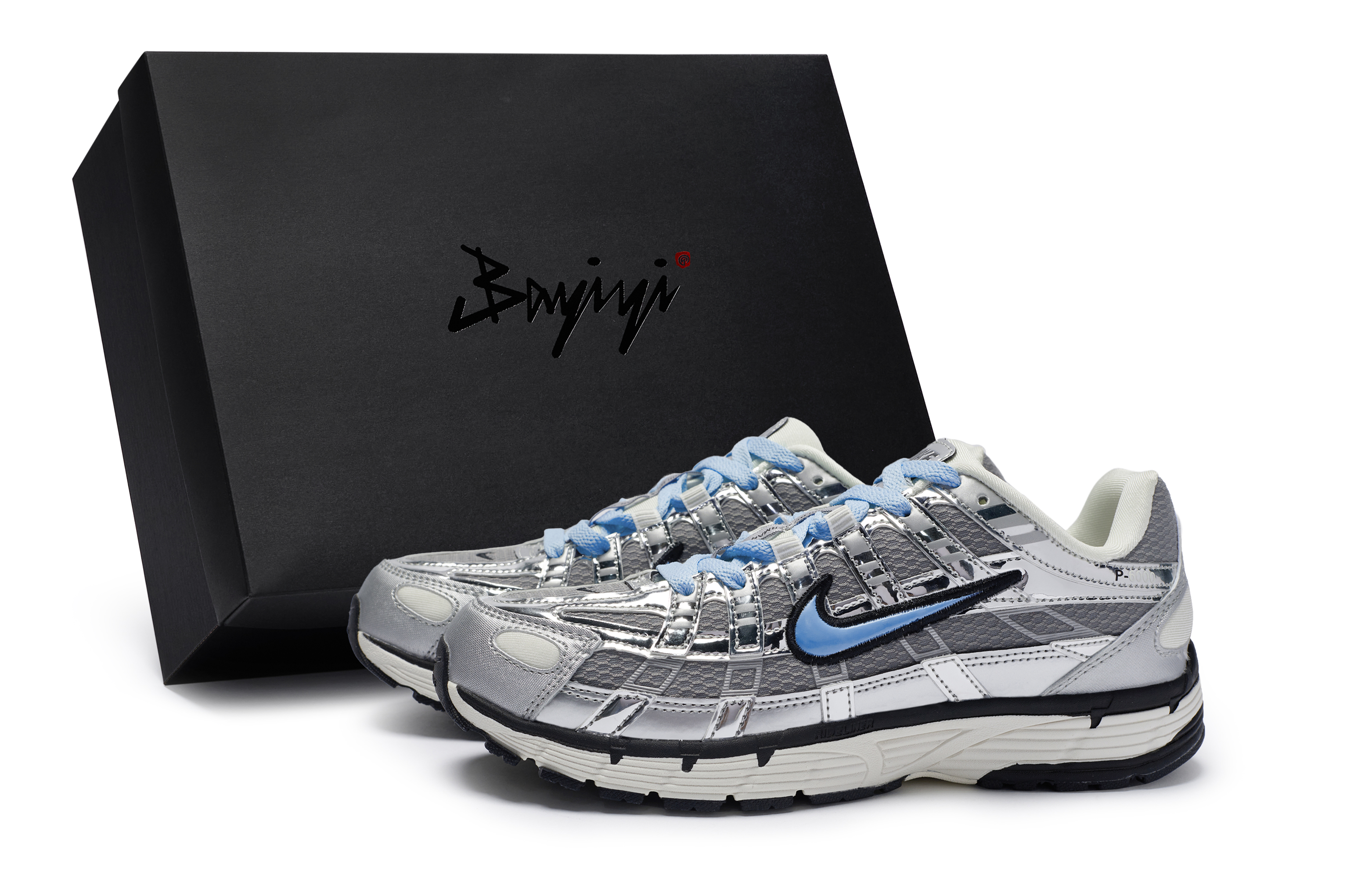Nike P 6000 Slip Resistant, Abrasion Resistant, Breathable Low top Y2k Retro Running Shoes Unisex Silver Gray Blue