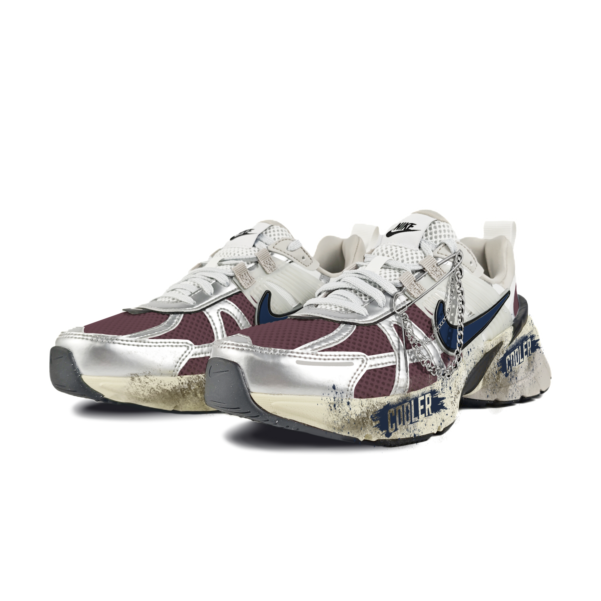Nike V2K Run Abrasion Resistant Low top Running Shoes Women’s White Brown