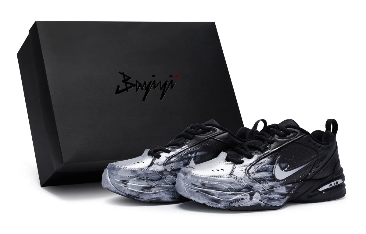 Nike Air Monarch 4 811 Manufacturing, Dark Night Silver Wings, Special Shoe Box Pu Low top Chunky Sneakers Unisex