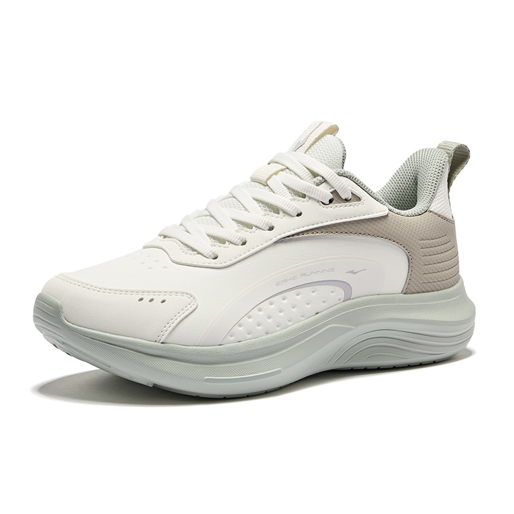 Erke Cushioning Breathable Low top Sprint Running Shoes Women’s Ivory White Warm Mist Gray