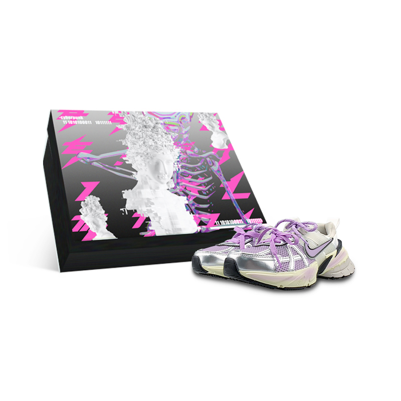 Nike V2K Run Slip Resistant Low top Running Shoes Women’s White Purple Gray