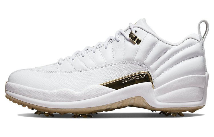 Jordan Air Jordan 12 Low Golf NRG M22 \"Metallic Gold\" Trendy low-top golf shoes men's platinum