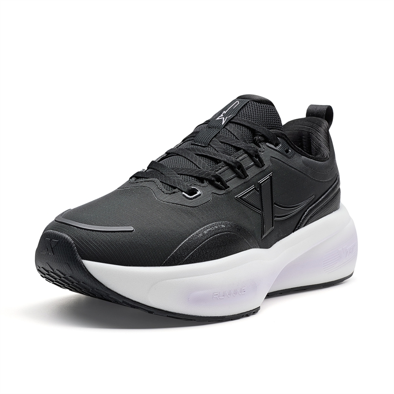 XTEP Jet Feather Abrasion Resistant Slip Resistant Low top Casual Running Shoes Women’s Black/Peony Purple
