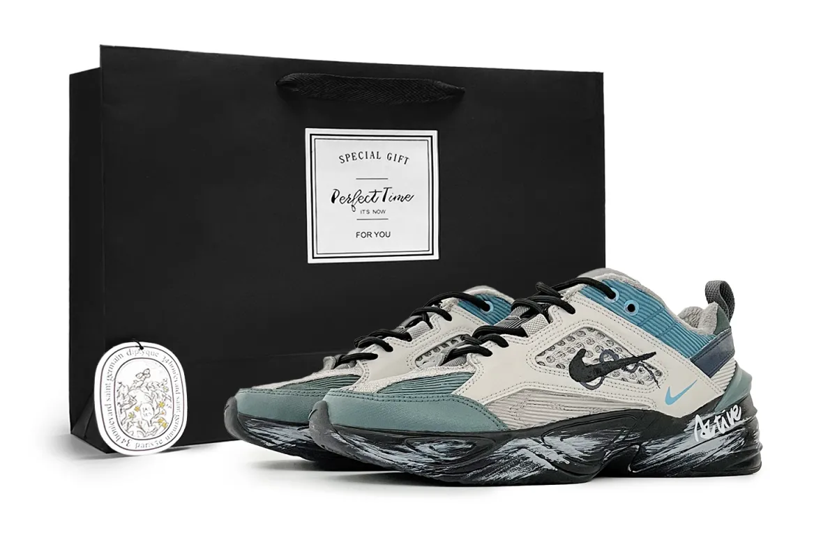 Nike M2K Tekno Voyage Abrasion Resistant Low top Chunky Sneakers Unisex Gray Green
